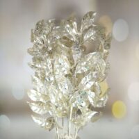 Декоративна гілка листя 66см, колір - перламутр кремовий з гліттером 839-727