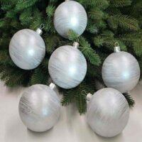 Набір ялинкових куль 8см ХУРДЕЛИЦЯ, колір СРІБНИЙ, 6шт/уп,680220