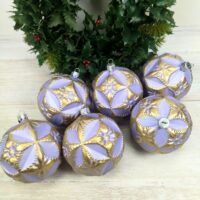 Набір ялинкових куль 8см."Вінтаж" Лавандовий. 6 шт