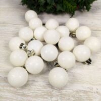 Набір ялинкових куль 3см, білий матовий глітер. 20 шт