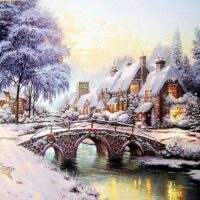 Алмазна вишивка DM-372 Сніжна садиба 50*40см