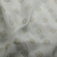Ткань Хлопок тонкий 1,44м белый с золотом (Италия Сток)