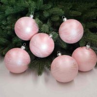 Набір ялинкових куль 8см ХУРДЕЛИЦЯ, колір РОЖЕВИЙ, 6шт/уп,680219