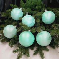 Набір ялинкових куль 8см ХУРДЕЛИЦЯ, колір М'ЯТА, 6шт/уп,680215