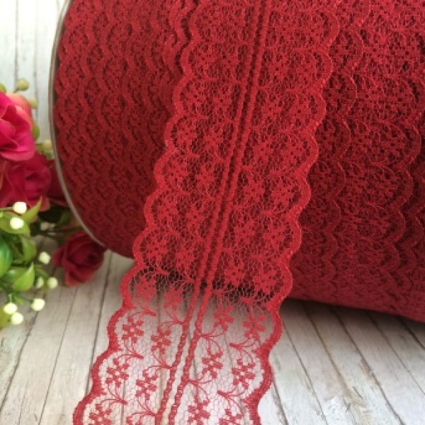 Кружево ажурное бочка 4,5см бордовое 521