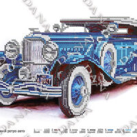 ДАНА-2180 Синий ретро авто, схема под бисер