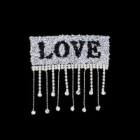 Аплікація клейова, стрази гречка та бахрома, LOVE, 10*9см
