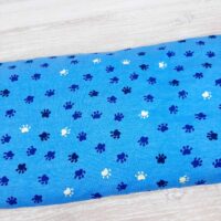 Ткань хлопок Турция 1,5м лапки бело-синие на голубом