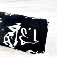 Ткань футер петля 1,4м иероглифы на черном