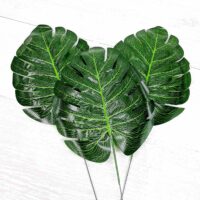 Лист Монстеры на ножке VIP, темно-зеленый с прожилками, высота 305 мм