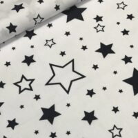 Хлопковая ткань (бязь) 160см "Звезды (Галактика) черно-белые на белом большие и маленькие"(0,6*1,6м)