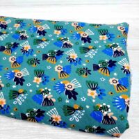 Ткань хлопок Турция с начесом 1,5м цветочки на голубом