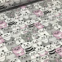 Хлопковая ткань (бязь) 160см №128 "Коты белые, серые, розовые"