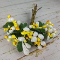 Добавка Тычинка двухцветная с блеском 11см желтые 7516