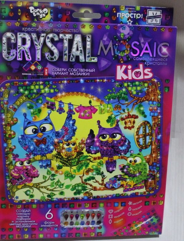 CRYSTAL MOSAIC Набір Мозаїка із кристалів Совенята DT crm-01-0