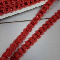 Тесьма с пайетками вьюнок красный 1,3см 1109