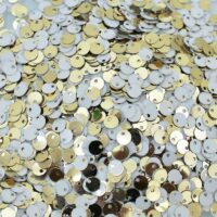 Двусторонние пайетки 5 мм светло-золотистого и белого цвета ALSSQ07763A 5г
