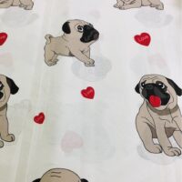 Хлопковая ткань (бязь Gold) 220см Мопсы на белом