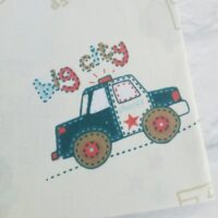 Хлопковая ткань (бязь) 160см "Полицейские машинки" на кремовом фоне (0,5*1,6м)