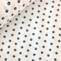 Хлопковая ткань (бязь) 160см "Лапки черные" на белом (0,45*1,6м)
