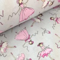 Хлопковая ткань (бязь) 160см "Балерины" на сером (0,6*1,6м)