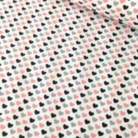 Хлопковая ткань (бязь) 160см "Сердца серые, черные, пудровые" на белом