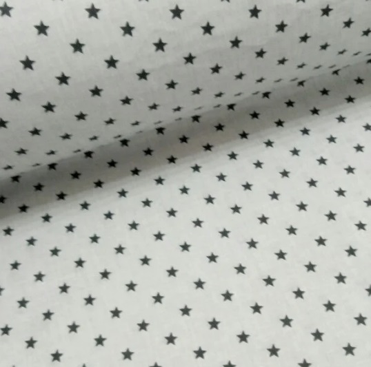 Хлопковая ткань (бязь) 160см "Черные звезды" на сером