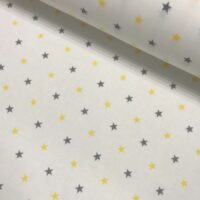 Хлопковая ткань (бязь) 160см "Мелкие звезды серо-желтые" на белом