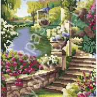 ЮМА 4334 Пейзаж с озером, схема под бисер