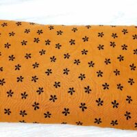 Ткань хлопок Турция с начесом 1,5м черный цветочек на рыжем