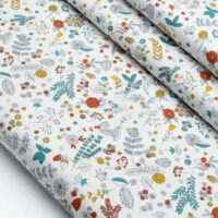 Сатин "Лісові трави" на білому 160см №1467с 1мп