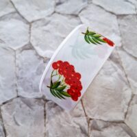 Репс 4см червона калина, на білому фоні D17340