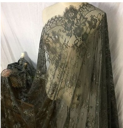 Французкое кружево (шантильи) 150см темно-серое