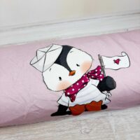 Ткань футер петля 1,5м Пингвиненок на розовом