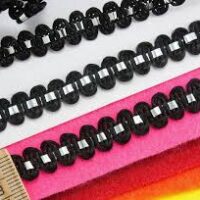 Тесьма "Стежок" с фольгированной лентой 8мм №55 Черный