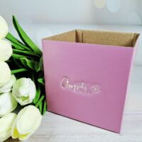 Квадратна коробочка 12*12см рожева 33004