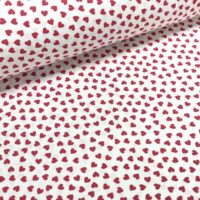 Хлопковая ткань (бязь) 160см "Сердца красные на белом"