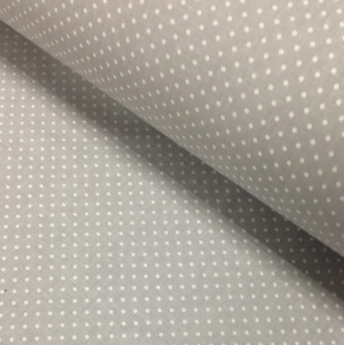 Хлопковая ткань (бязь) 160см №233 "Мелкий белый горох на сером 4мм"
