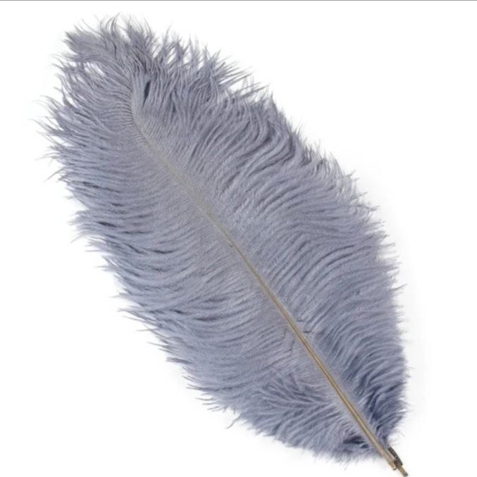 Пір'я страуса 15-20см 10шт сіре