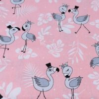 Хлопковая ткань (бязь) 160см №2094 "Венчание фламинго" на пудровом фоне