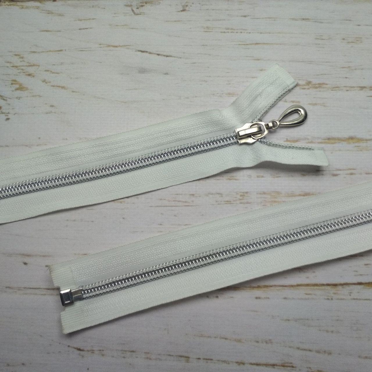 Молния разъемная, витая, под металл Т5, 100см, нейлон, 5200 белый (серебро)