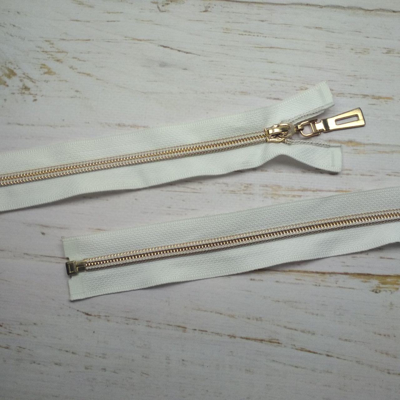 Молния разъемная, витая, под металл Т5, 80см, нейлон, 5200 белый (золото)