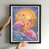 Золотая подкова ЗПТ-020 Розовые фламинго, схема под бисер