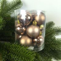 Набір ялинкових куль 4см, колір - карамельний мокко, 12шт: глянець, матовий - по 6шт 147-454