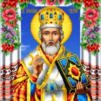 Бісер Арт Схема вишивки бісером (хрестиком) "Миколай Чудотворець в квітах" (А684)