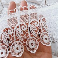 Мереживо макраме 7,5см Квітка на ніжці біле ТS-19