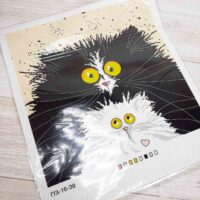 Схема для вишивки нитками ПЗ-16-039 Кошка с котенком 30*30см