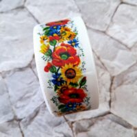 Репс 4см віночок з маків та соняхів на білому D10840