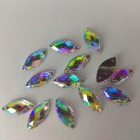 Стразы пришивные Лодочка 7*15мм Crystal AB, акрил 000-339