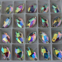 Стразы пришивные Лодочка 9*18мм Crystal AB, стекло 000-338